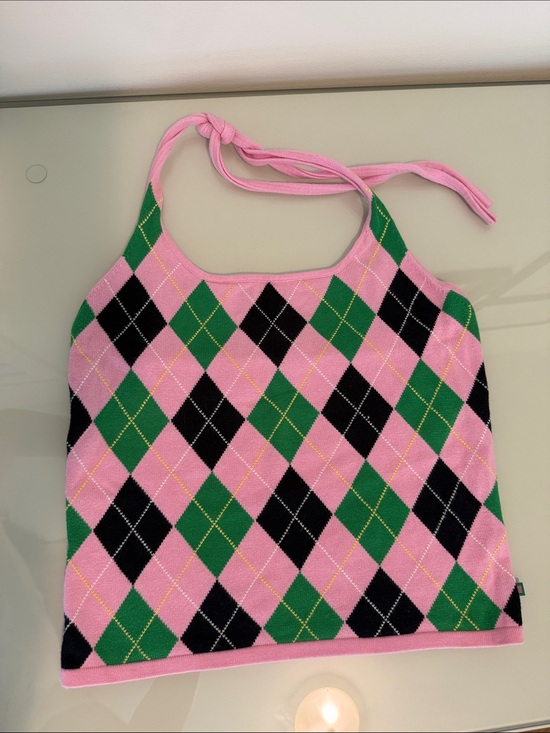Polo Ralph Lauren Tops - Polo by Ralph Lauren Pink Green Black Argyle Halter Tank Top